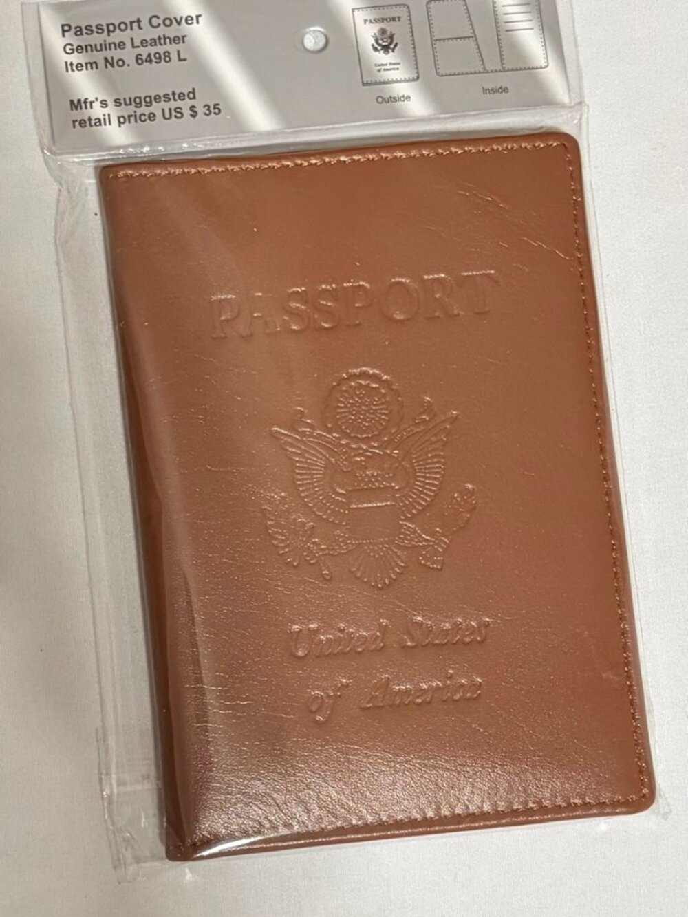 NWT Brown Genuine Leather US Passport Cover Holder Case Wallet